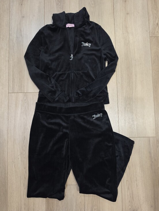 Juicy Couture Pants - Juicy Couture Black Velour Tracksuit Set Large